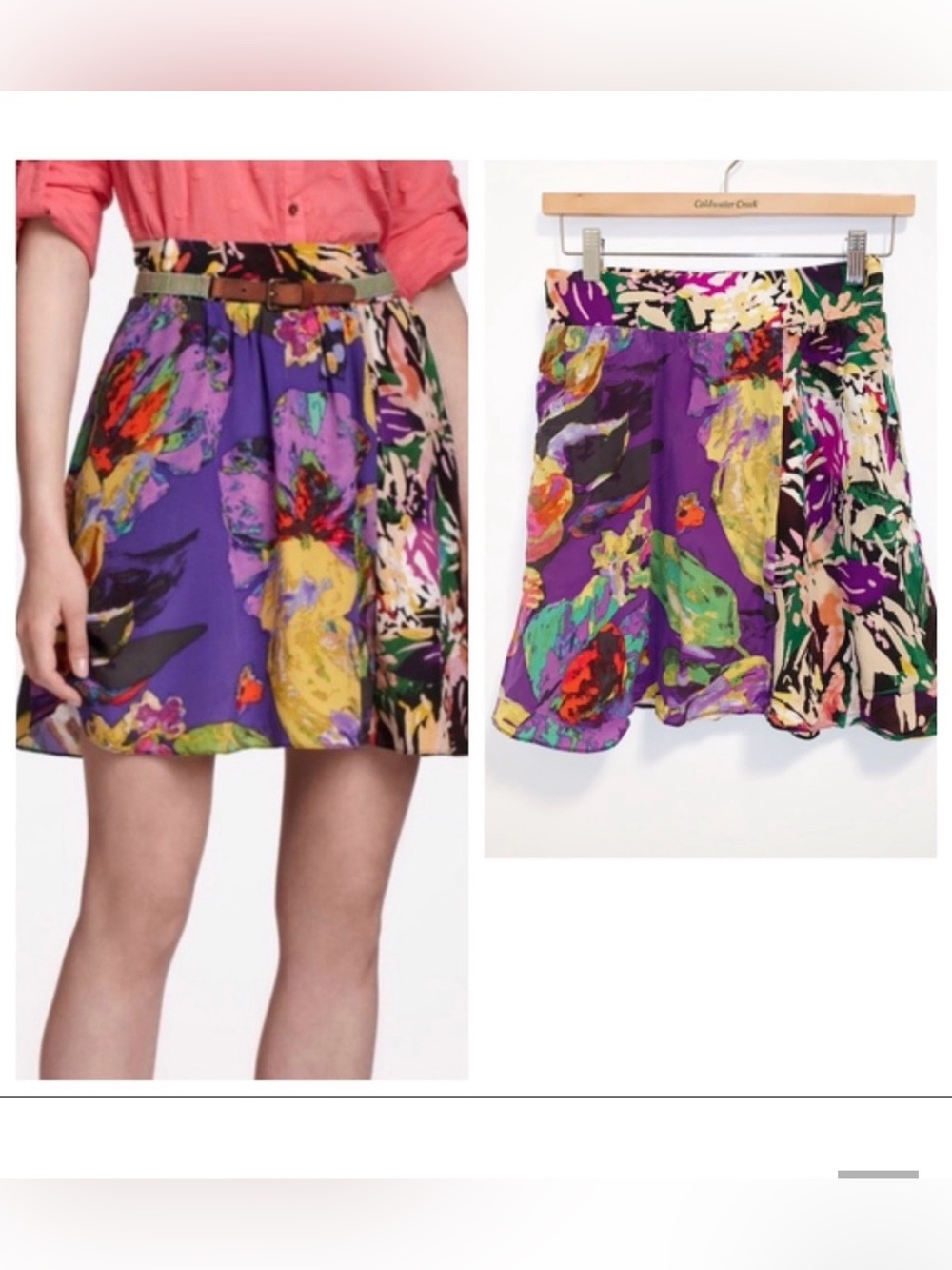 Maeve Silk Abstract Floral Short Skirt